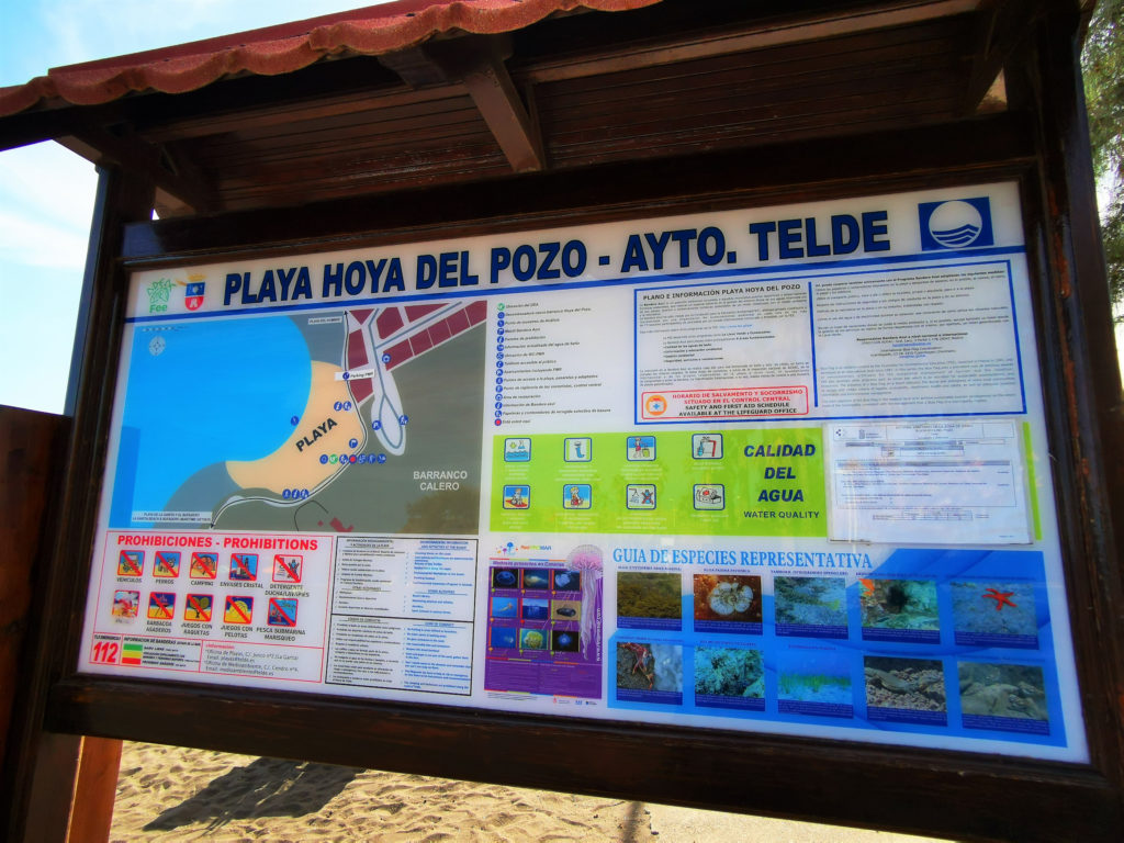 Infotafel Playa Hoya del Pozo mit Blauer Flagge ausgezeichnet