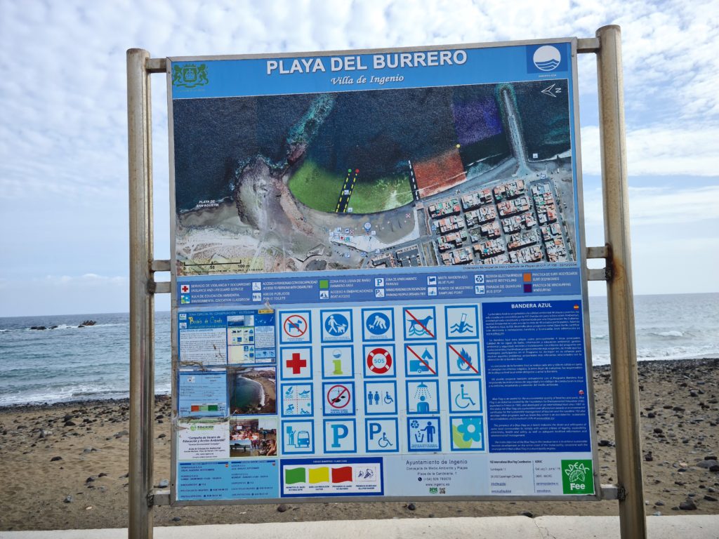 Informationschild am Playa del Burrero Ingenio Gran Canaria