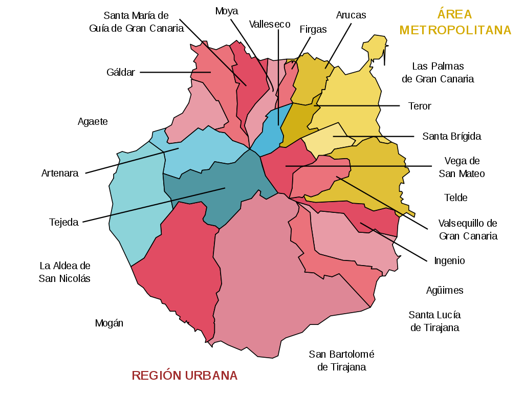 Wieviele Gemeinden hat Gran Canaria Bild: HansenBCN, CC BY-SA 3.0 http://creativecommons.org/licenses/by-sa/3.0/, via Wikimedia Commons