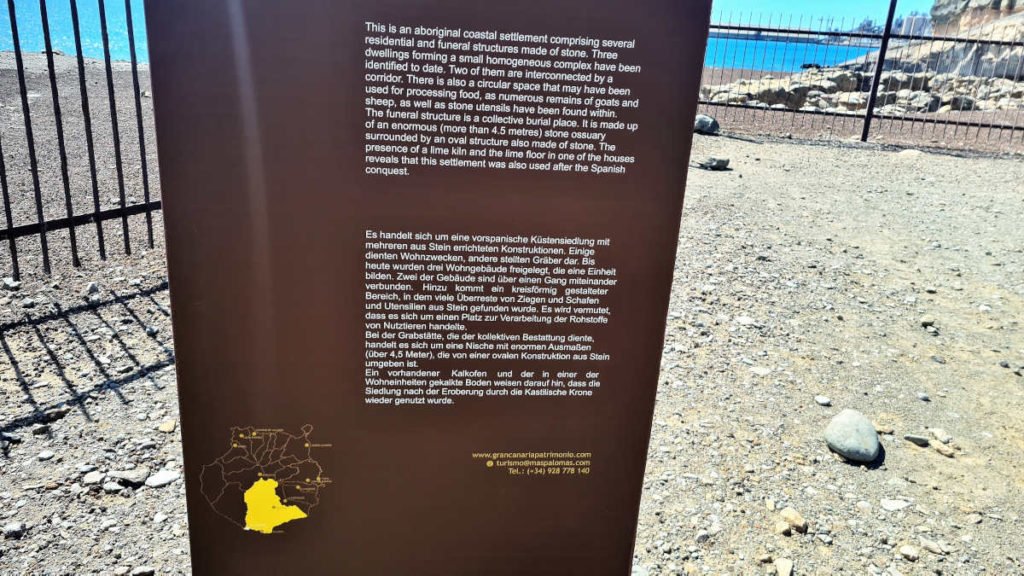 Archäologische Zone El Llanillo Arguineguín Gran Canaria 11 Infotafel an der Ausgrabungsstätte El Llanillo